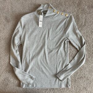 J. Crew Gray Long Sleeve Top with Gold Buttons